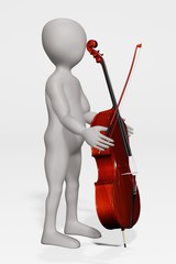 Canvas Print - 3D Render of Cartoon Character with Bass with Bow