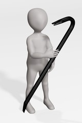 Sticker - 3D Render of Cartoon Character with Crowbar