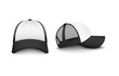 Trucker white cap with black visor mockup realistic vector illustration isolated.