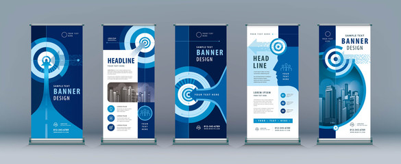 Wall Mural - business roll up set. standee design. banner template