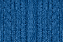 Blue Knitted Wool Texture Can Use As Background.Blue Trend Color