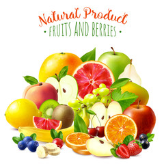 Poster - Fruits And Berries Background