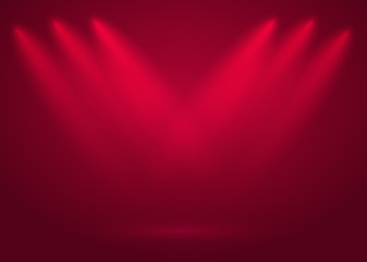 Poster - Stage spotlights on red - abstract background