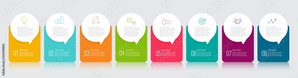 infographics design with speech bubble flat vector illustration - obrazy, fototapety, plakaty 
