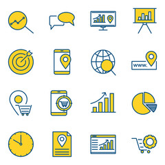 Leinwandbilder - Digital Marketing set icon template color editable. Marketing pack symbol vector sign isolated on white background icons vector illustration for graphic and web design.