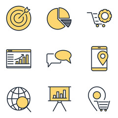 Poster - Digital Marketing set icon template color editable. Marketing pack symbol vector sign isolated on white background icons vector illustration for graphic and web design.