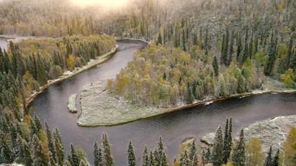 Wall Mural - Autumn view in Oulanka National Park landscape