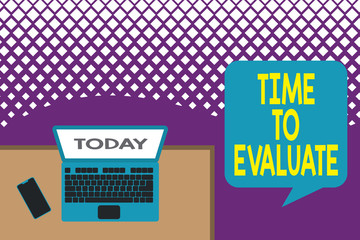 Wall Mural - text sign showing time to evaluate. business photo text moment rate used before products or service 
