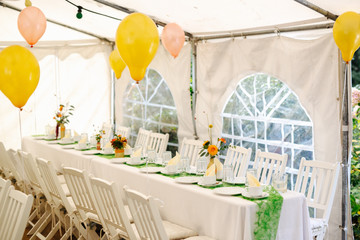 Wall Mural - table arrangements at a wedding