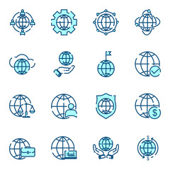 Poster - Global Business set icon template color editable. Global Business pack symbol vector sign isolated on white background icons vector illustration for graphic and web design.