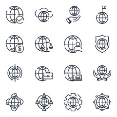 Poster - Global Business set icon template color editable. Global Business pack symbol vector sign isolated on white background icons vector illustration for graphic and web design.
