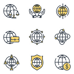 Leinwandbilder - Global Business set icon template color editable. Global Business pack symbol vector sign isolated on white background icons vector illustration for graphic and web design.