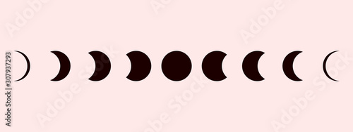 Fotografía Moon phases astronomy icon set Vector Illustration on the white background