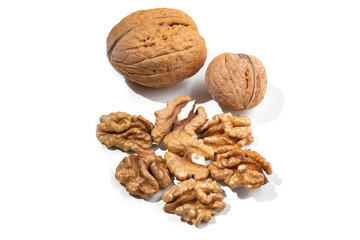 Wall Mural - Walnuts isolated on white background.