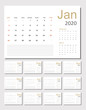 © mitay20 - 2020 Calendar Planner Design. Monthly scheduler. Week starts on Sunday. Set of 12 months. Vector illustrator.
