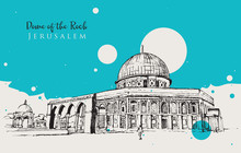Drawing Sketch Illustration Of Dome Of The Rock