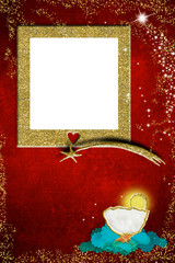 Wall Mural - Christmas photo frame greeting card.