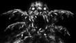 © likozor - Scary monster face with opened mouth. Black and white