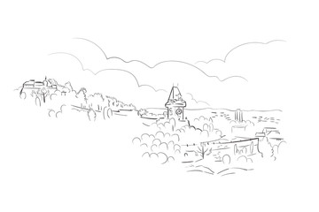 Wall Mural - Graz Austria Europe vector sketch city illustration line art