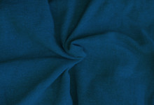 Crumpled Blue Fabric Texture Close Up. Trendy Tone Of 2020 Classic Blue Color