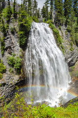 Wall Mural - Narada Falls with rainbow in Mount Rainier National Park