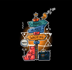 Wall Mural - WAITING BUS CARTOON Tshirt Design template