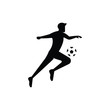 © The Masterplan Std. - Soccer or football player. soccer vector illustration of a silhouette soccer or football player isolated on white background. Soccer flat design illustration for web, mobile, logo, icon, and graphic.