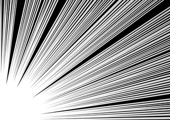 Wall Mural - Comic and manga books speed lines background. curve circle, explosion background. Black and white vector illustration	