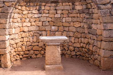 stone wall with an altar in the archaeological museum of chersonese