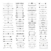 Handdrawn Dividers And Decorative Separators. Divider Clipart For Wedding Design And Text Decor