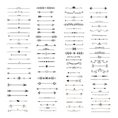handdrawn dividers and decorative separators. divider clipart for wedding design and text decor