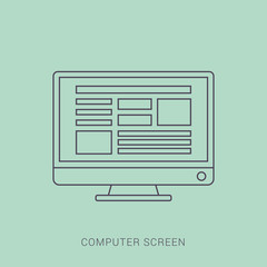 Computer screen with web page flat icon