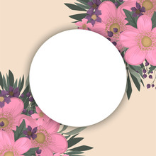 Pink Floral Background - Flower Circle