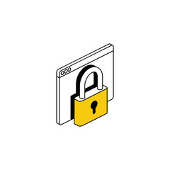 window lock. vector line, 3d stroke isometric, color web icon, new flat style. creative illustration