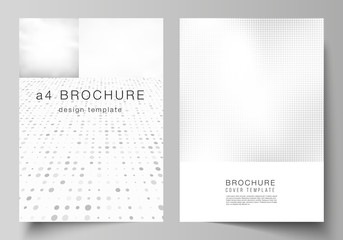 Vector layout of A4 cover mockups design templates for brochure, flyer layout, cover design, book design, brochure cover. Halftone effect decoration with dots. Dotted pattern for grunge decoration.