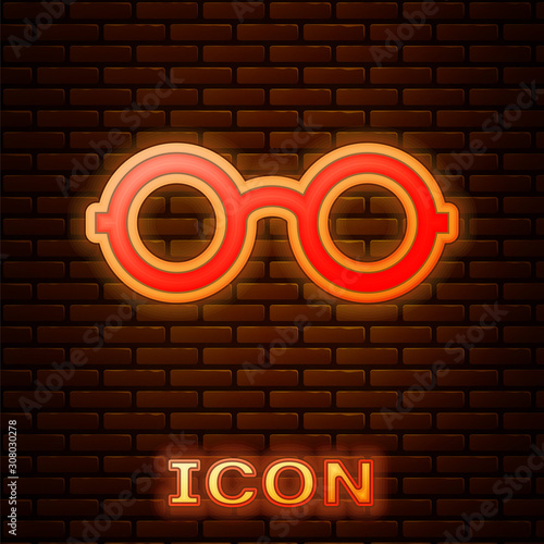 Glowing Neon Glasses Icon Isolated On Brick Wall Background Eyeglass Frame Symbol Vector Illustration Buy This Stock Vector And Explore Similar Vectors At Adobe Stock Adobe Stock