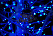 A bell with christmas lighting background, bokeh.