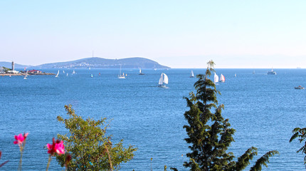 Wall Mural - View of Marmara sea and islands at Moda beach, Istanbul