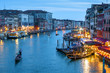 Venice at night, Italy. Scenery of the Grand Canal in evening.