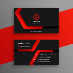 Wall Mural - red and black geometric business card template design