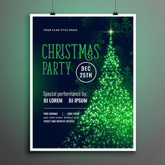 Canvas Print - christmas party sparkle tree green flyer template design