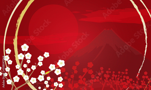 赤い富士山と梅の美しい年賀状風のイラスト 3 Stock Vector Adobe Stock 赤い富士山と梅の美しい年賀状風のイラスト 3 Stock Vector Adobe Stock