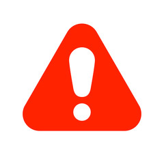 Red triangle with exlamation sign. Isolated vector illustration. Caution, stop background.