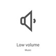 © MacroOne - low volume icon vector from music collection. Thin line low volume outline icon vector illustration. Linear symbol for use on web and mobile apps, logo, print media