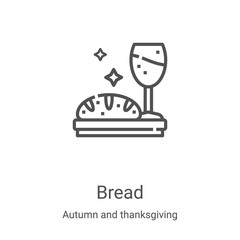 Wall Mural - bread icon vector from autumn and thanksgiving collection. Thin line bread outline icon vector illustration. Linear symbol for use on web and mobile apps, logo, print media