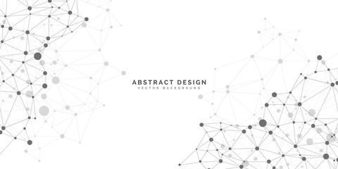 Geometric abstract background with connected line and dots. Network and connection background for your presentation. Digital technology background and network connection.  vector illustration