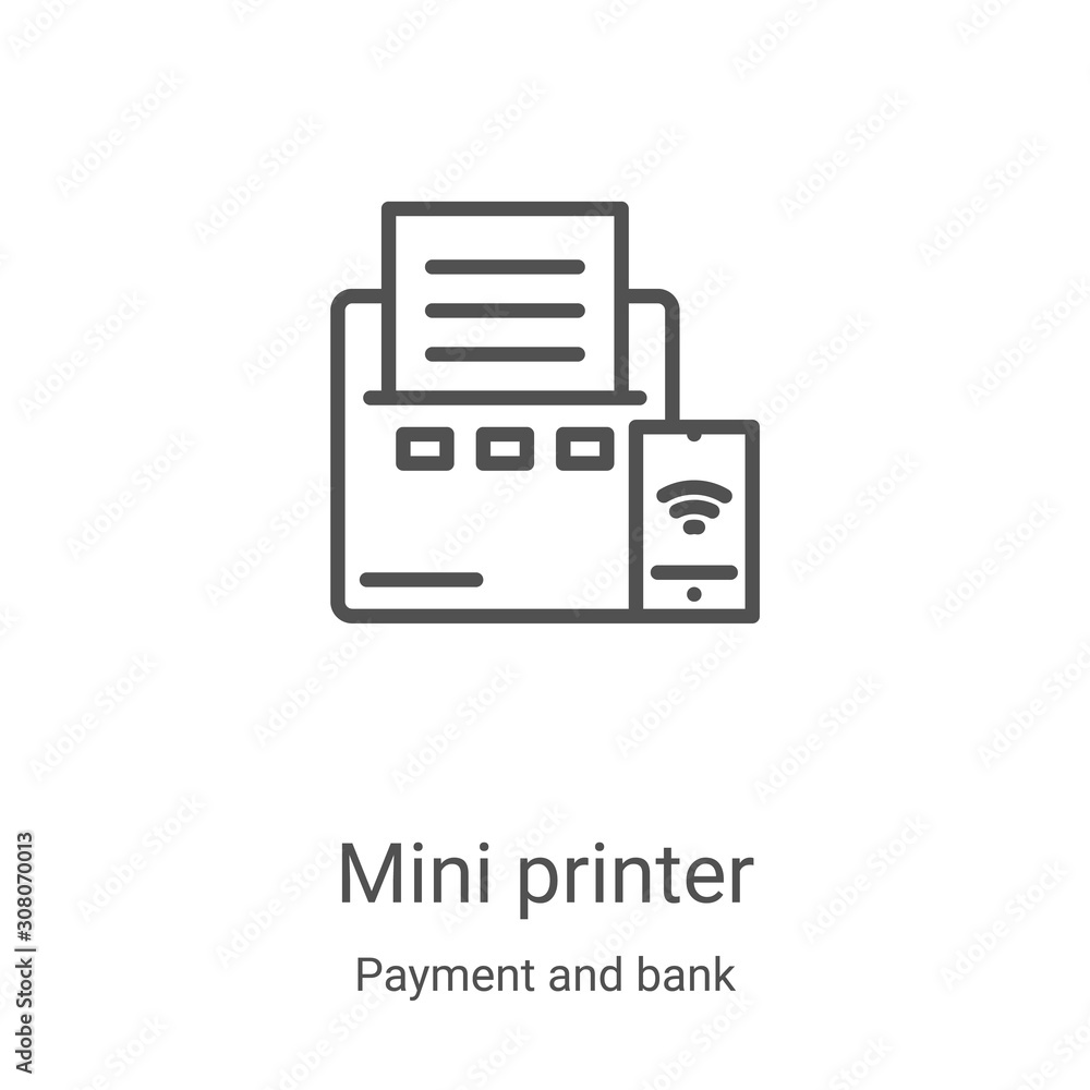 mini printer icon vector from payment and bank collection. Thin line ...