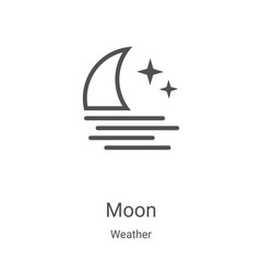 Wall Mural - moon icon vector from weather collection. thin line moon outline icon vector illustration. linear sy