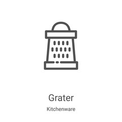 Wall Mural - grater icon vector from kitchenware collection. Thin line grater outline icon vector illustration. Linear symbol for use on web and mobile apps, logo, print media