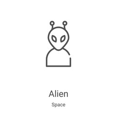 Wall Mural - alien icon vector from space collection. thin line alien outline icon vector illustration. linear sy